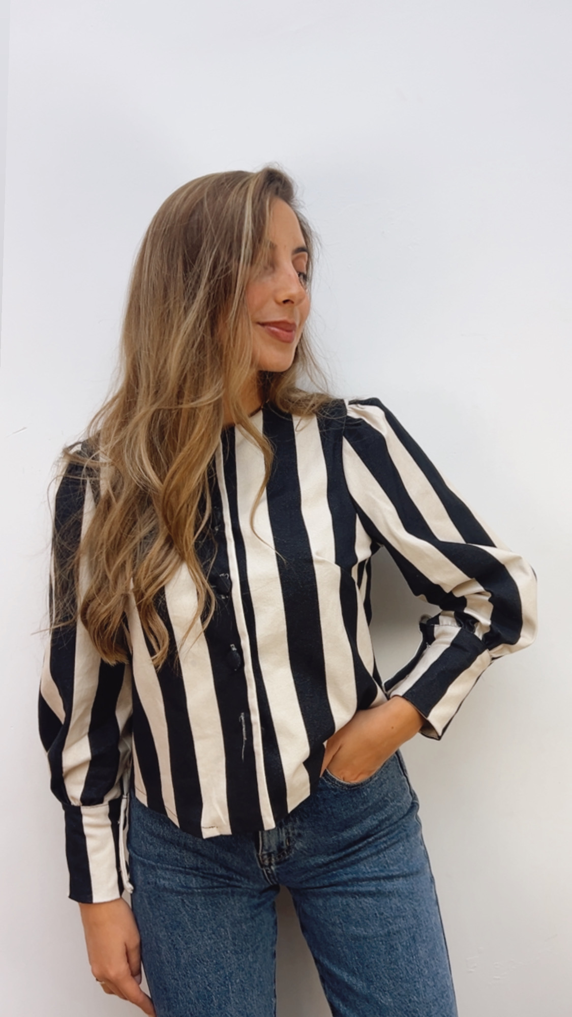 Chaqueta Rayas Negra & Cruda