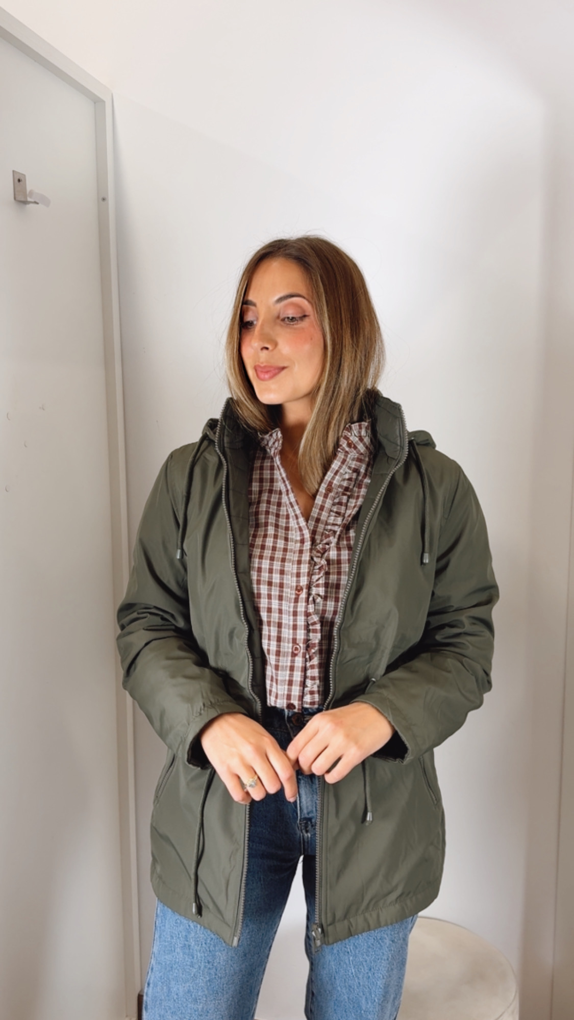 Blusa Cuadros Burdeos