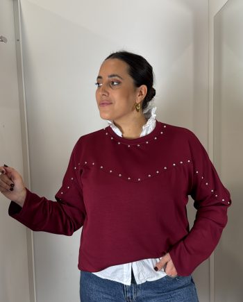 Sudadera Tachas Burdeos