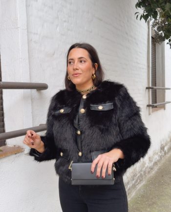 Chaqueta Pelo  Negra Combinada