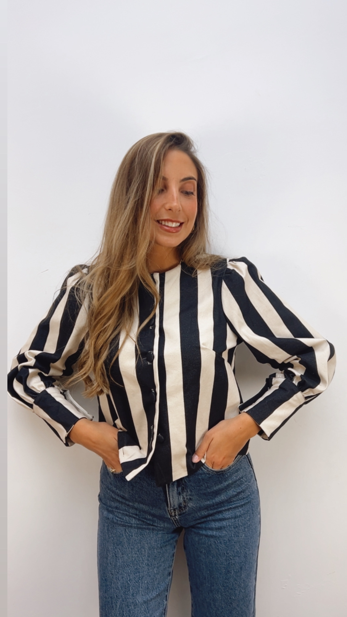 Chaqueta Rayas Negra & Cruda