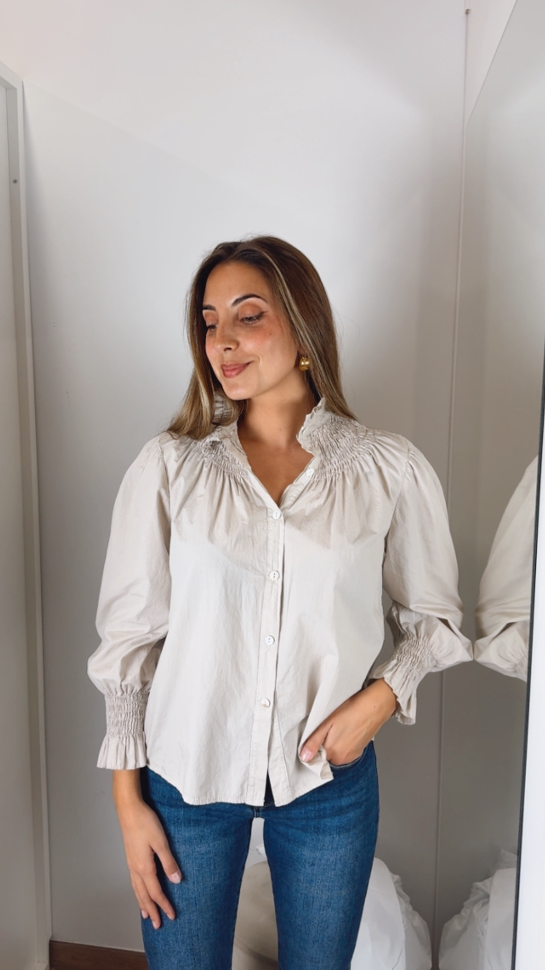 Blusa Cuello Beige