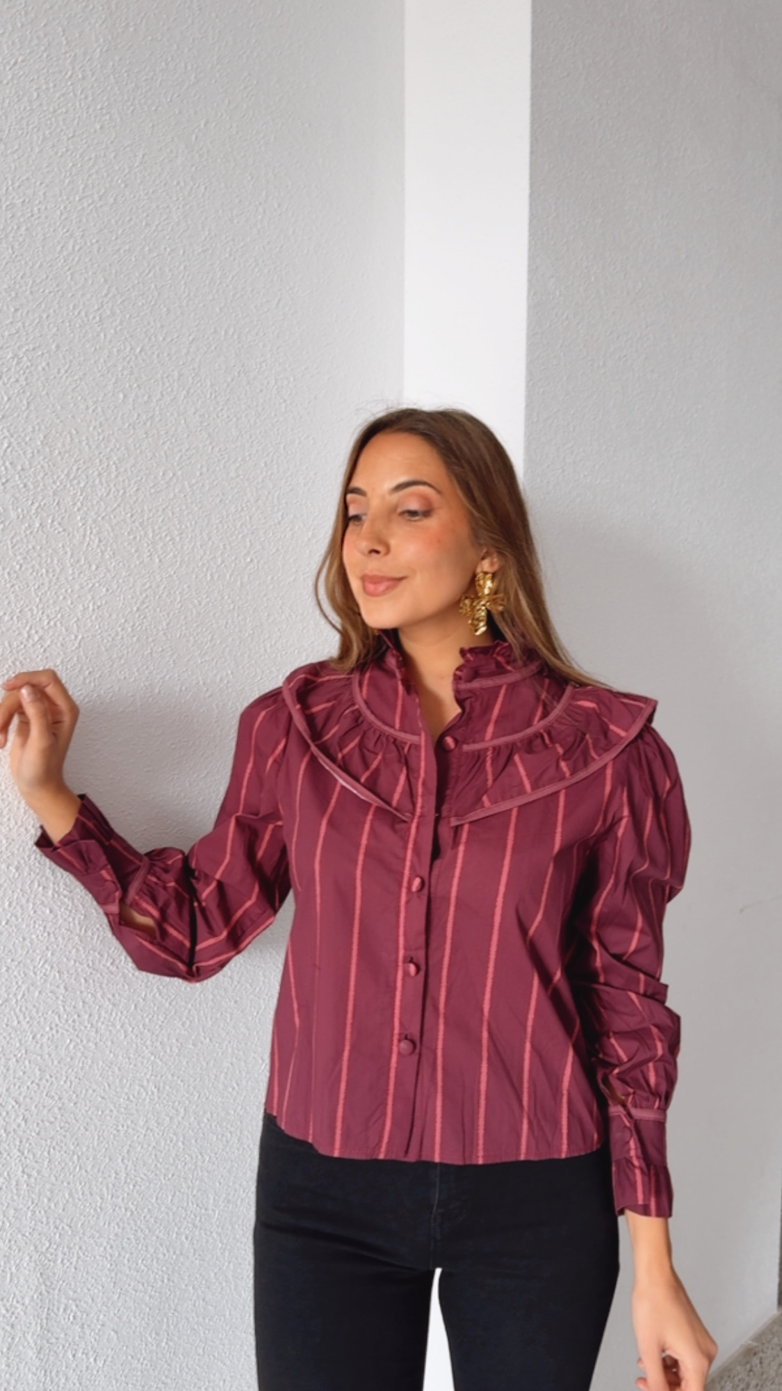 Blusa Volante Burdeos