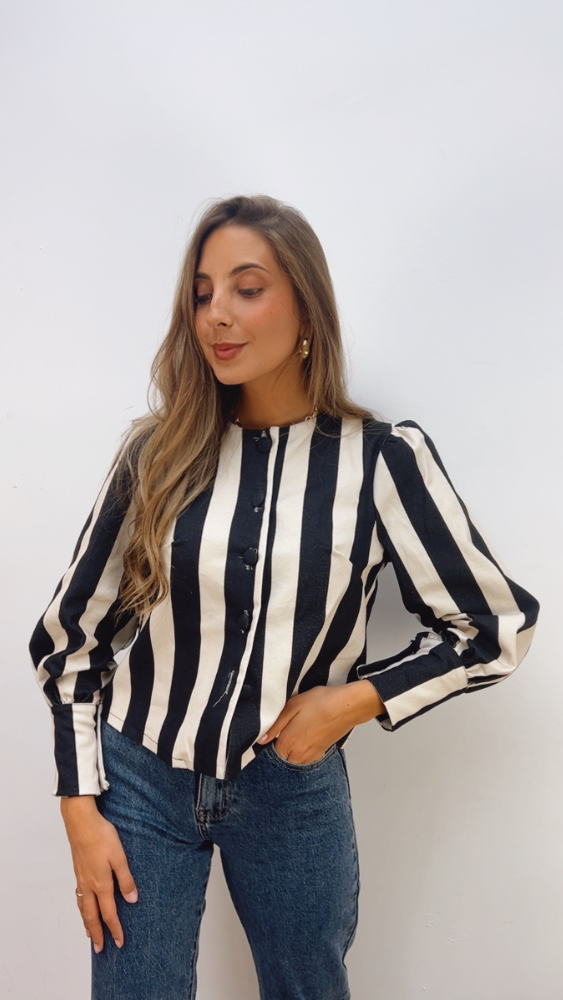 Chaqueta Rayas Negra & Cruda