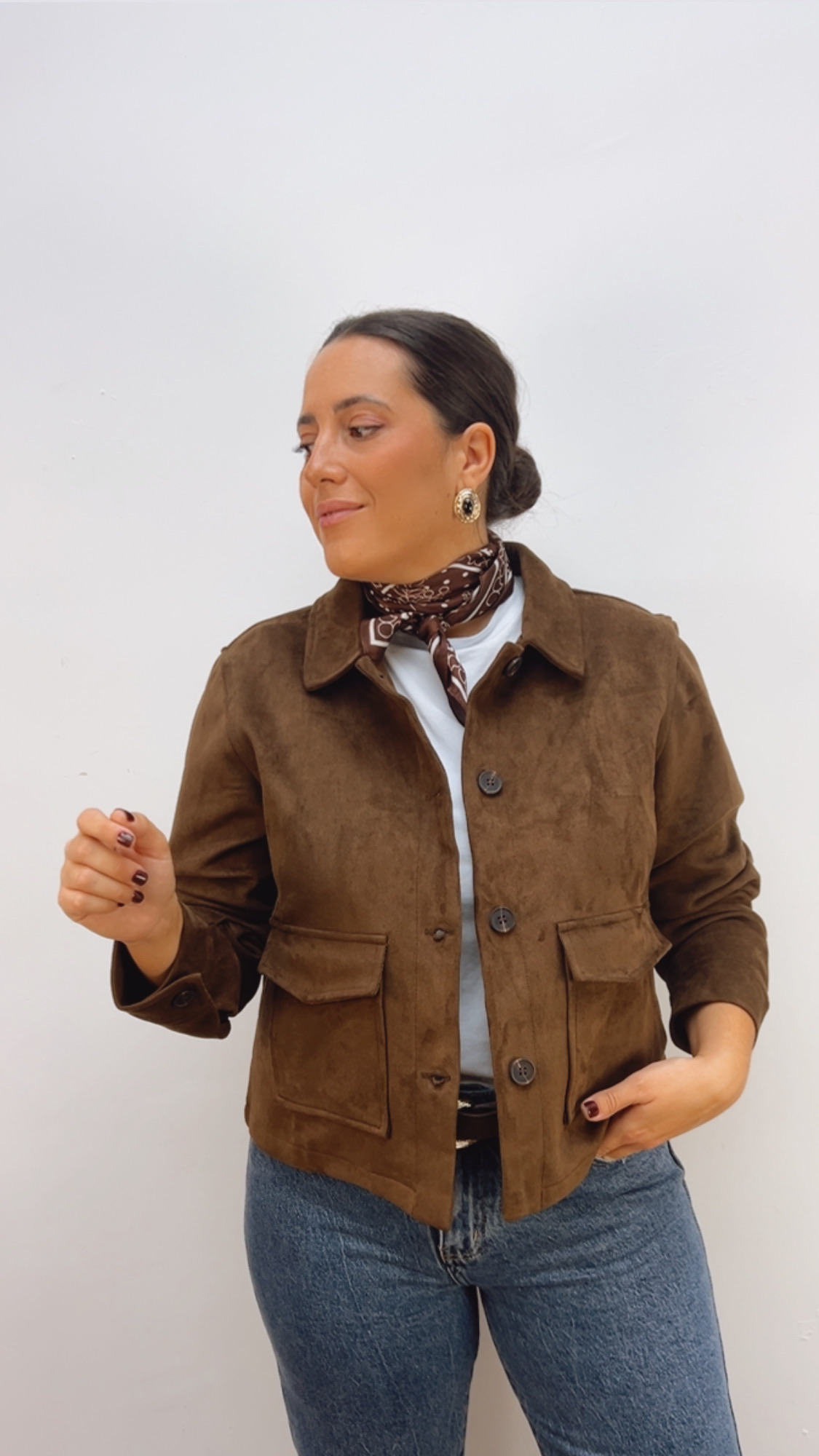 Chaqueta Ante Corta Chocolate