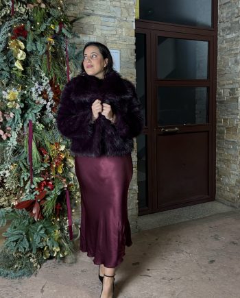 Falda Satinada Burdeos