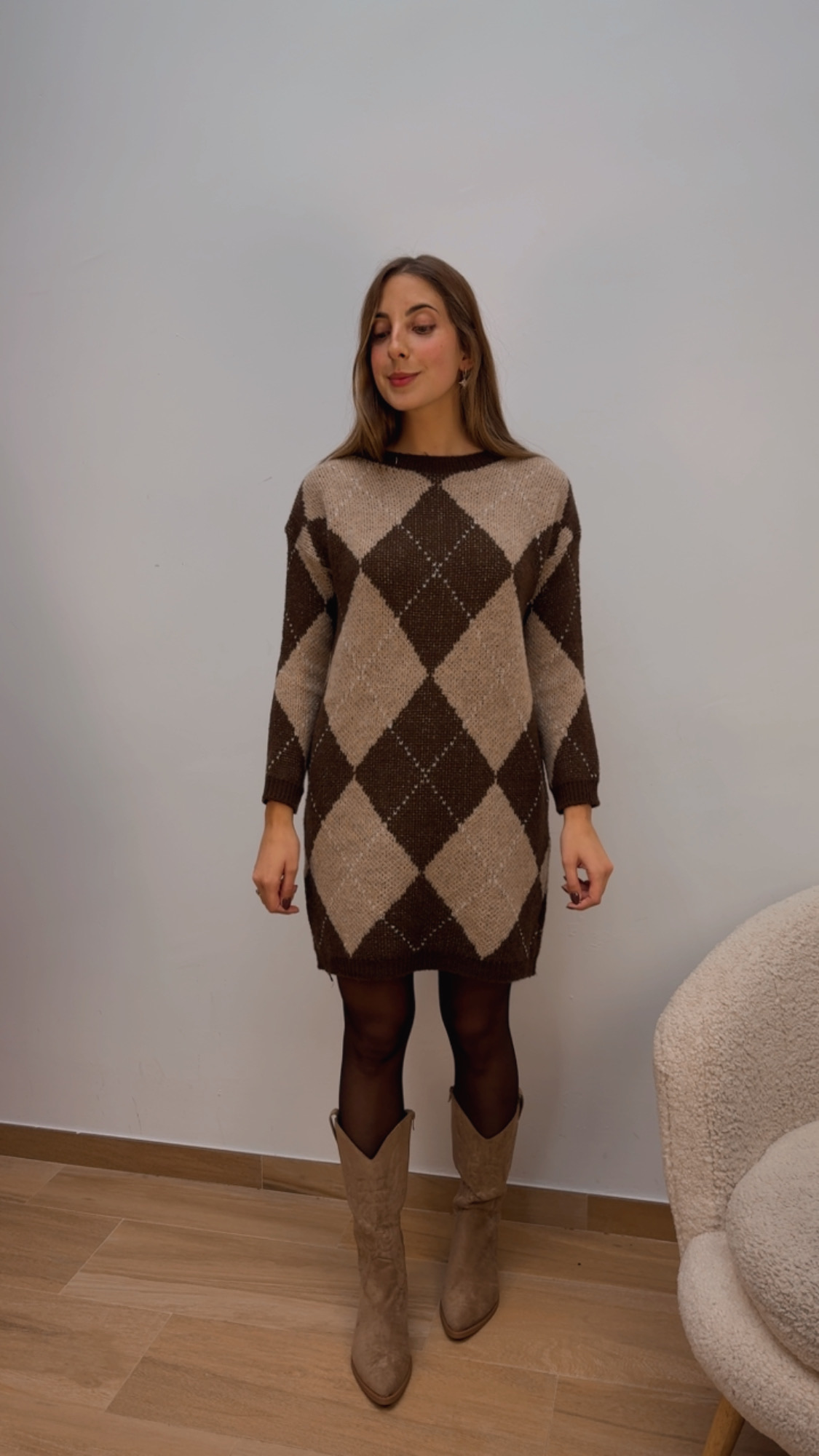 Vestido Rombos Burdeos