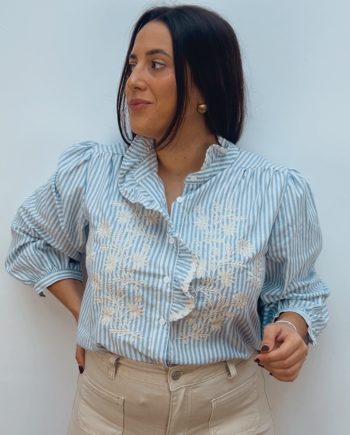 Blusa Bordada Raya Azul Cielo