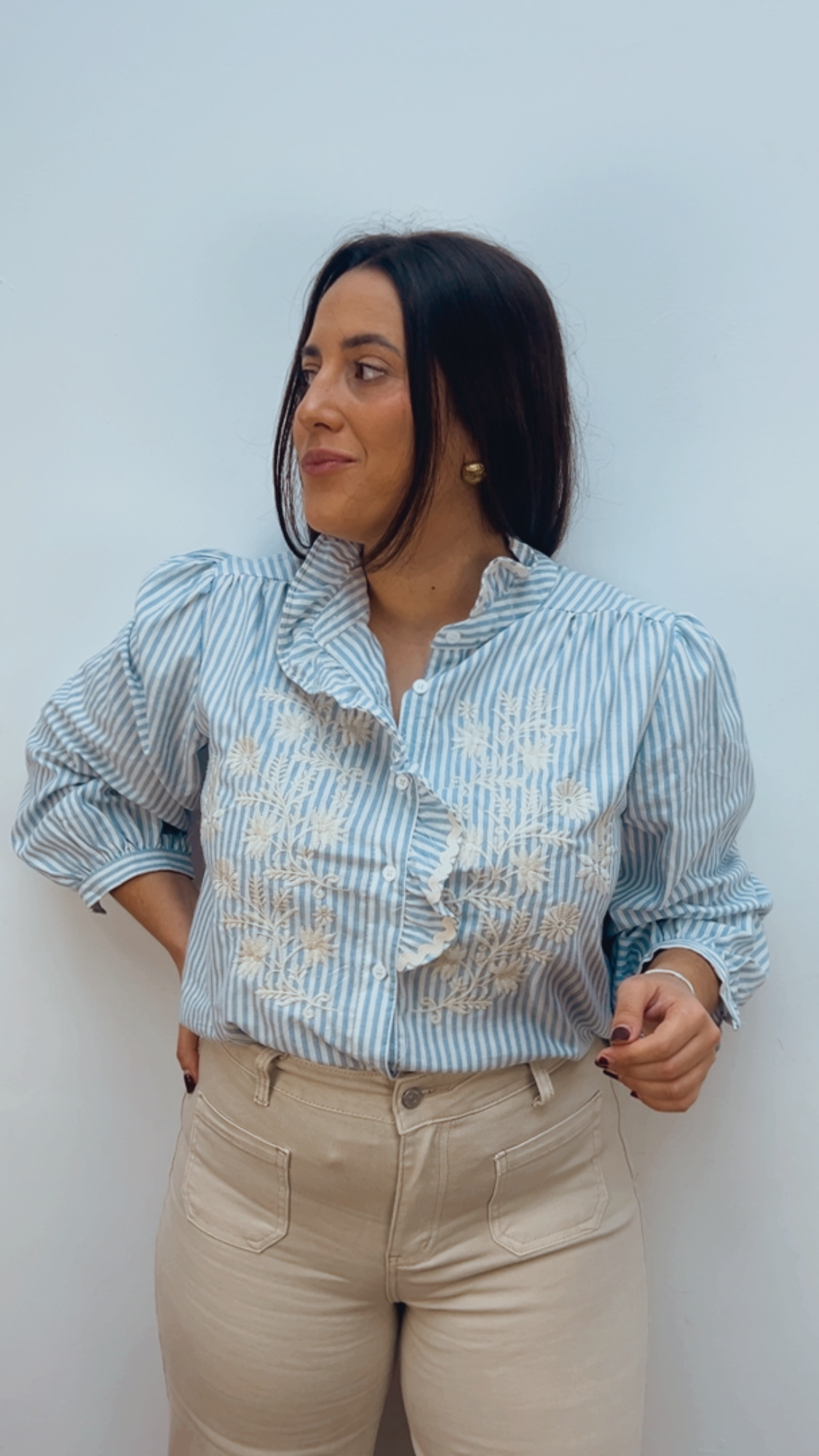 Blusa Bordada Raya Azul Cielo