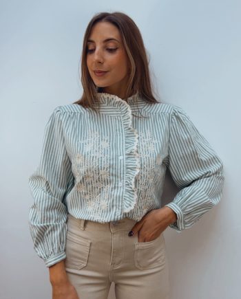 Blusa Bordada Raya Caqui