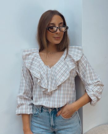 Blusa Matilda Camel & Azul Cielo