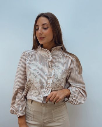Blusa Bordada Raya Camel