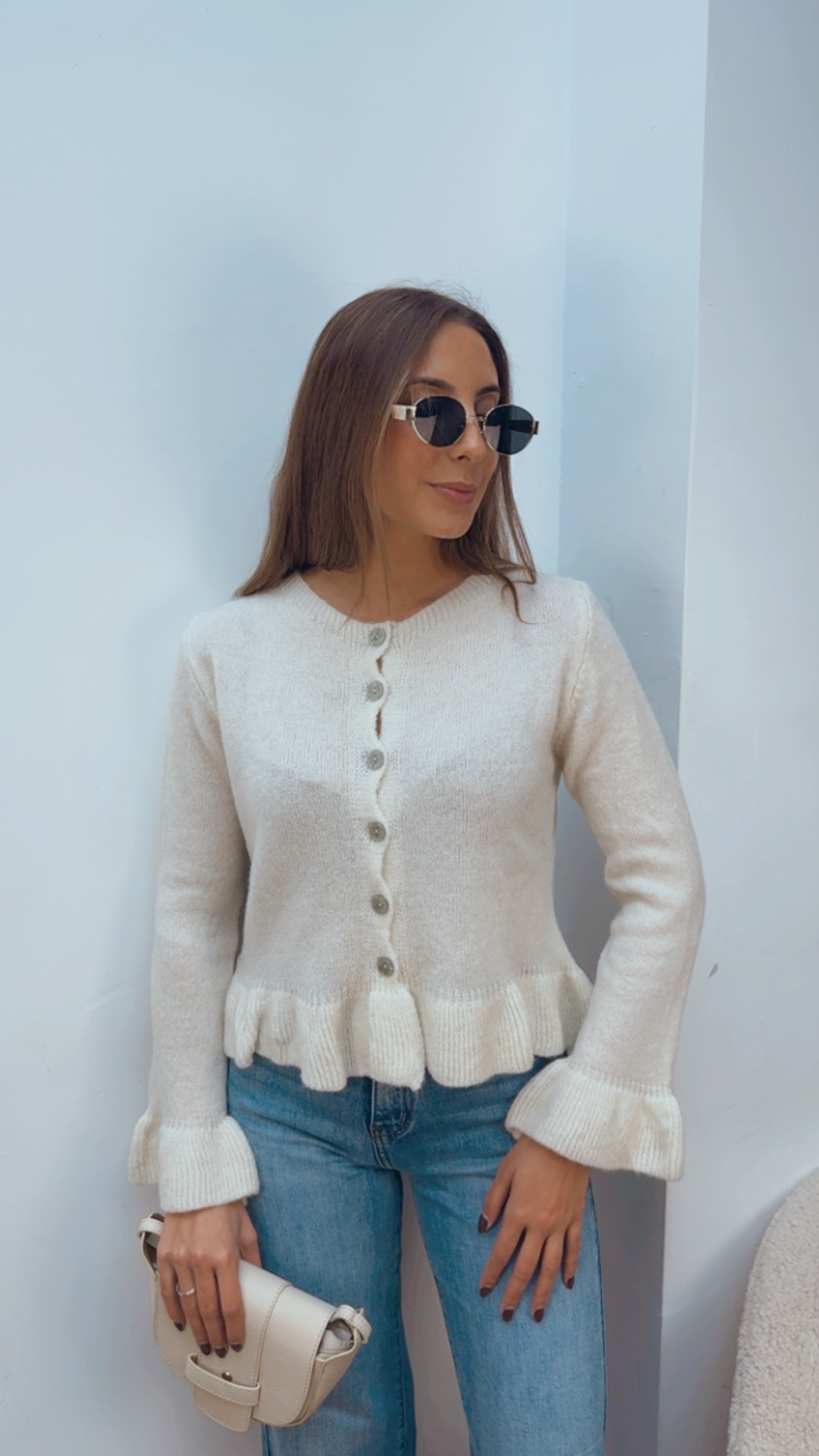 Chaqueta Volantes Beige