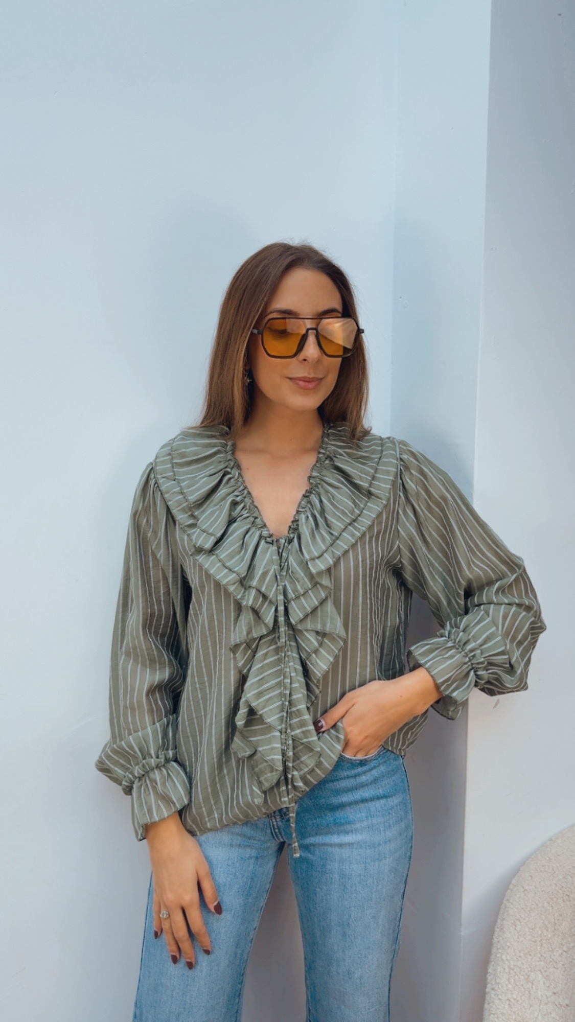 Camisa Caqui Pechera