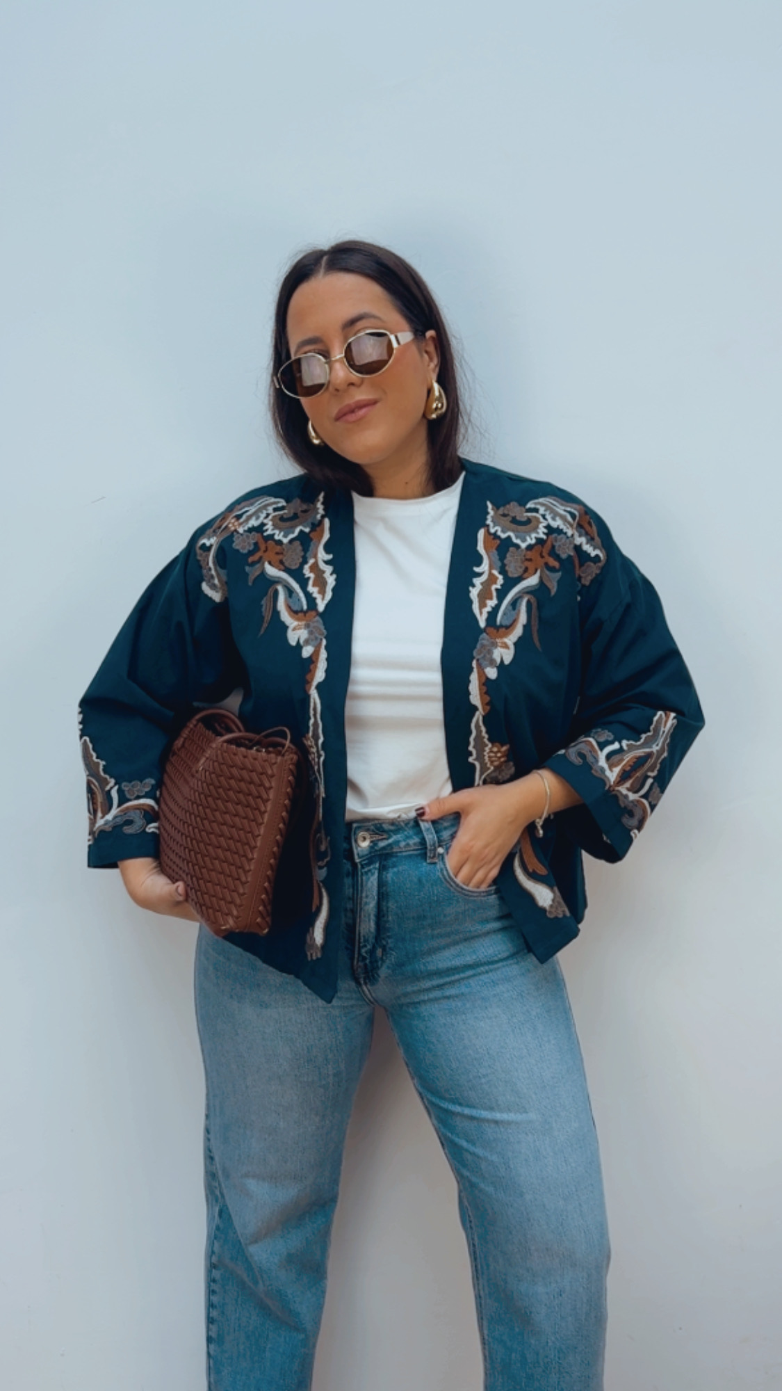 Kimono Marino Bordado