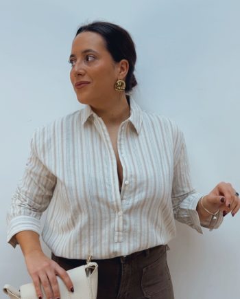 Camisa Polera Raya Camel & Gris