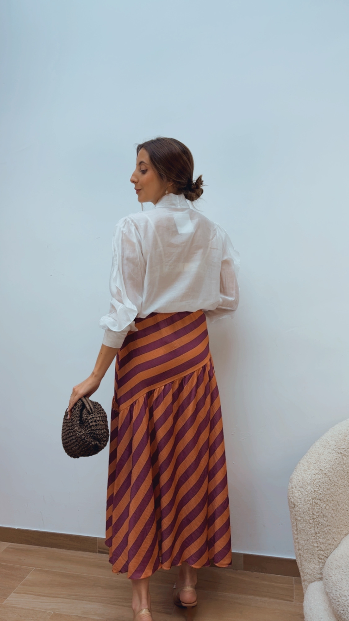 Faldas Rayas Asimétrica Vino & Naranja