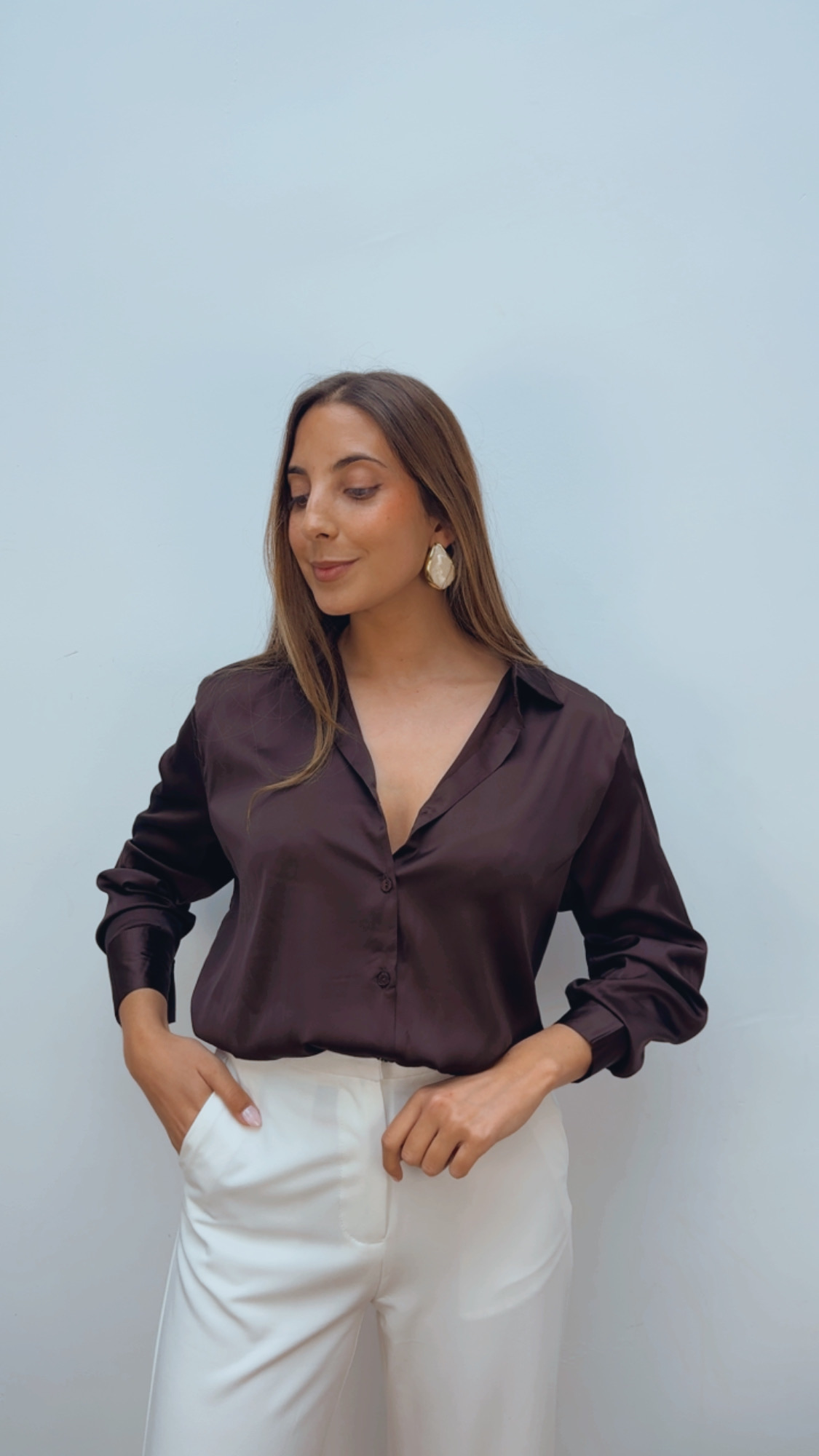 Blusa Satinada Chocolate