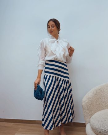 Falda Rayas Asimetríca Marino & Crudo