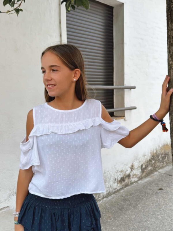 Blusa Plumeti Hombro Descubierto