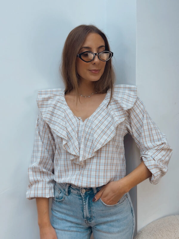 Blusa Matilda Camel & Azul Cielo