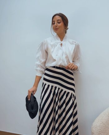 Falda Rayas Asimétrica Negra & Crudo