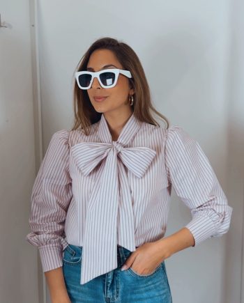 Blusa Lazada Rosa Rayas Negras