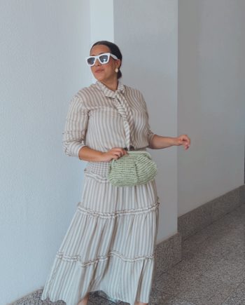 Falda Panel Abeja Verde Agua & Beige