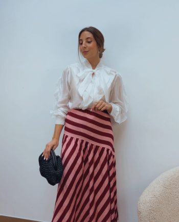 Falda Asimétrica Rayas Burdeos & Rosa