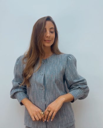 Chaqueta Celia Raya Azul & Crudo