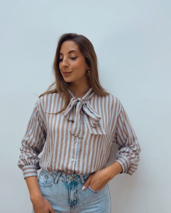 Blusa Lazada Marrón & Azul Cielo