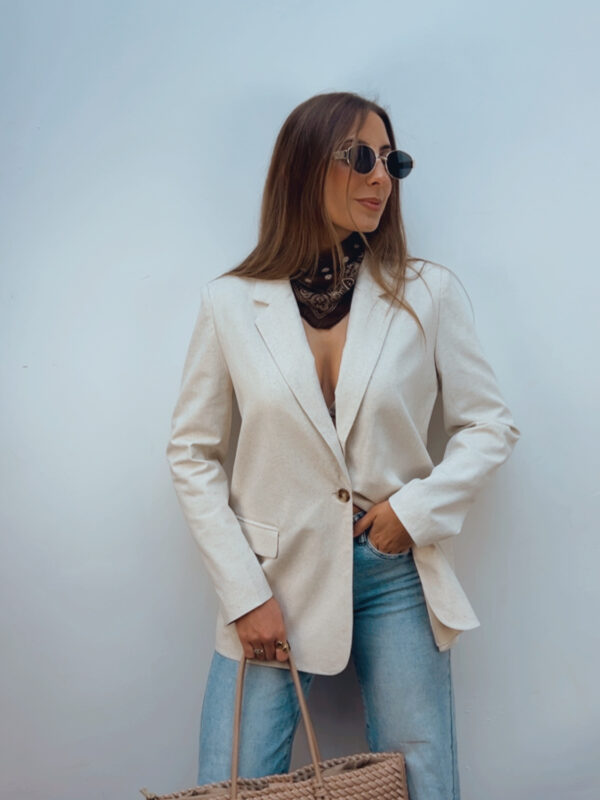 Blazer Beige Manga Larga