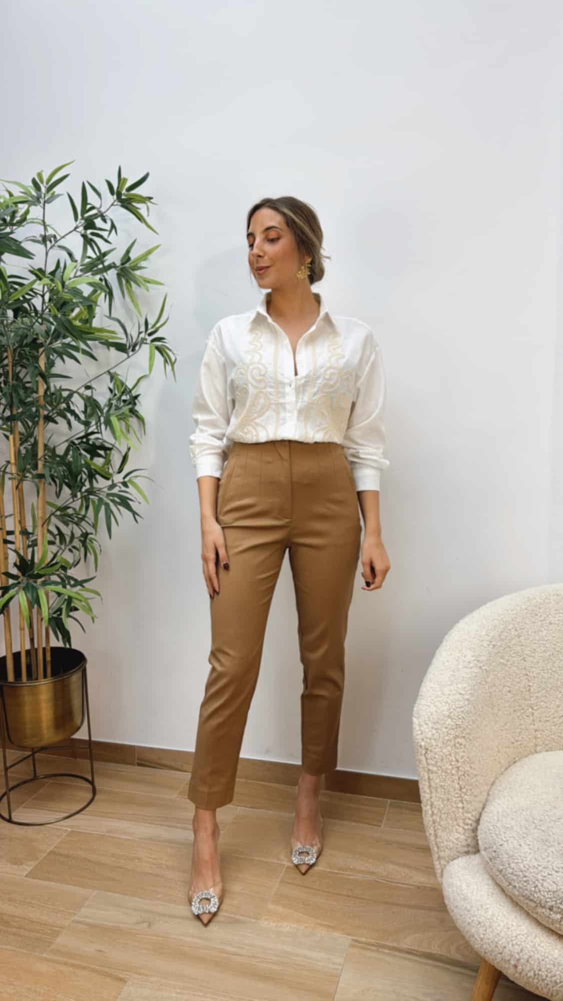 Pantalón Tiro Alto Camel