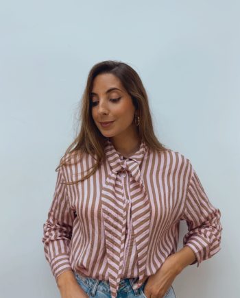 Blusa Lazada Pico Marrón & Rosa