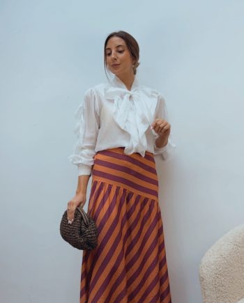 Faldas Rayas Asimétrica Vino & Naranja