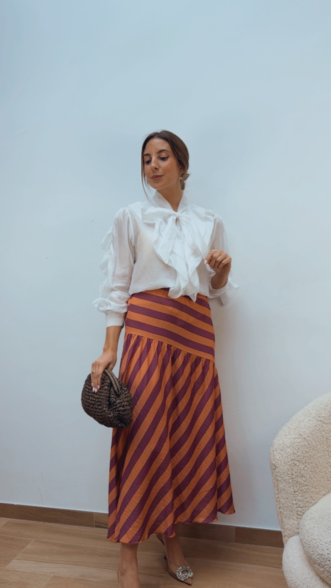 Faldas Rayas Asimétrica Vino & Naranja