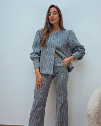 Pantalón Celia Raya Azul & Crudo