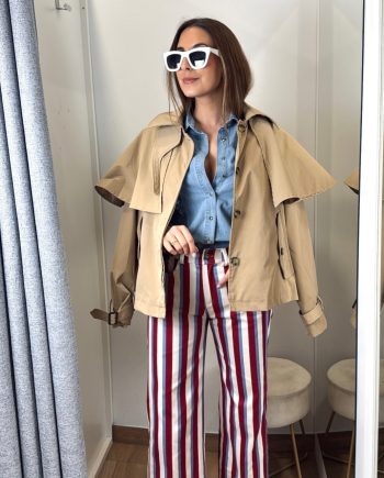 Pantalón Rayas Burdeos, Azul & Beige