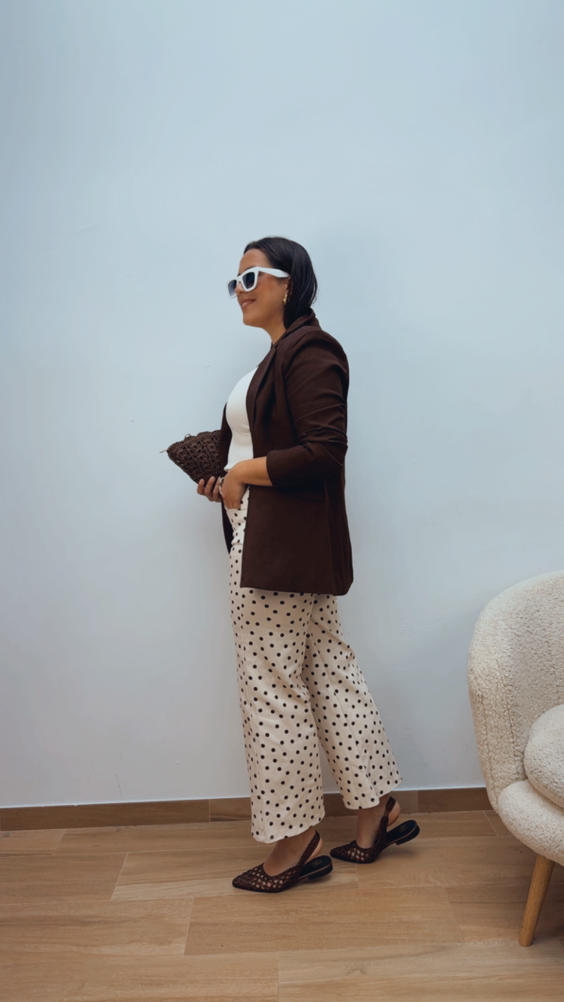 Pantalón Beige Lunares Chocolate