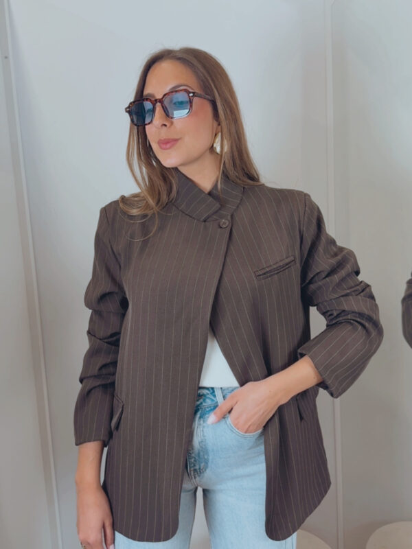 Blazer Cruzada Raya Diplomática Chocolate