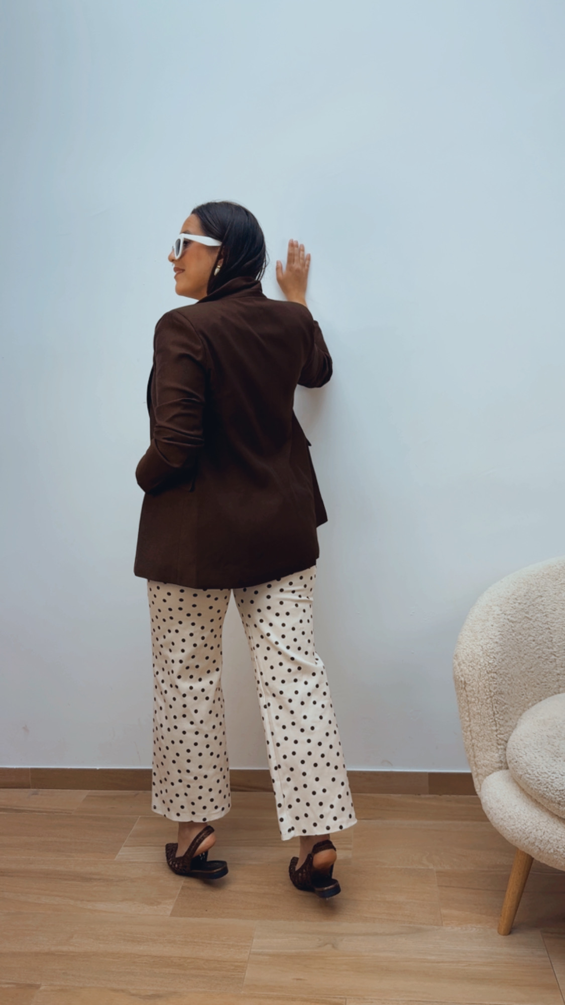 Pantalón Beige Lunares Chocolate