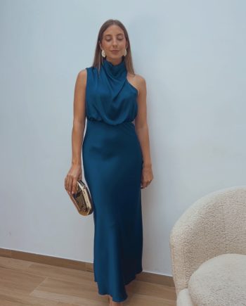 Vestido Satinado Marino