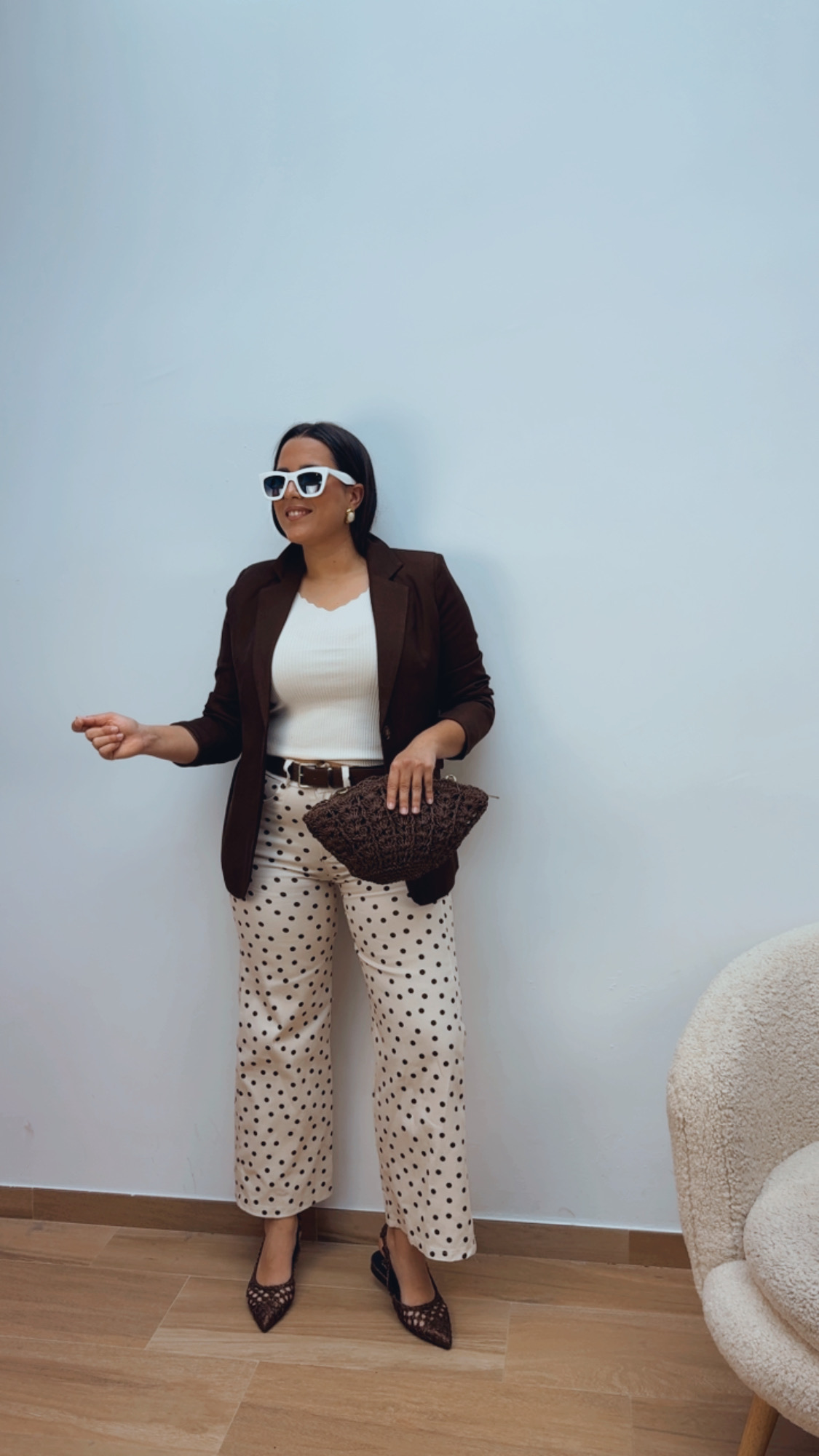 Pantalón Beige Lunares Chocolate