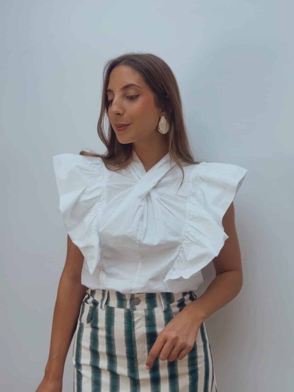 Blusa Volante Cuello Cruzado