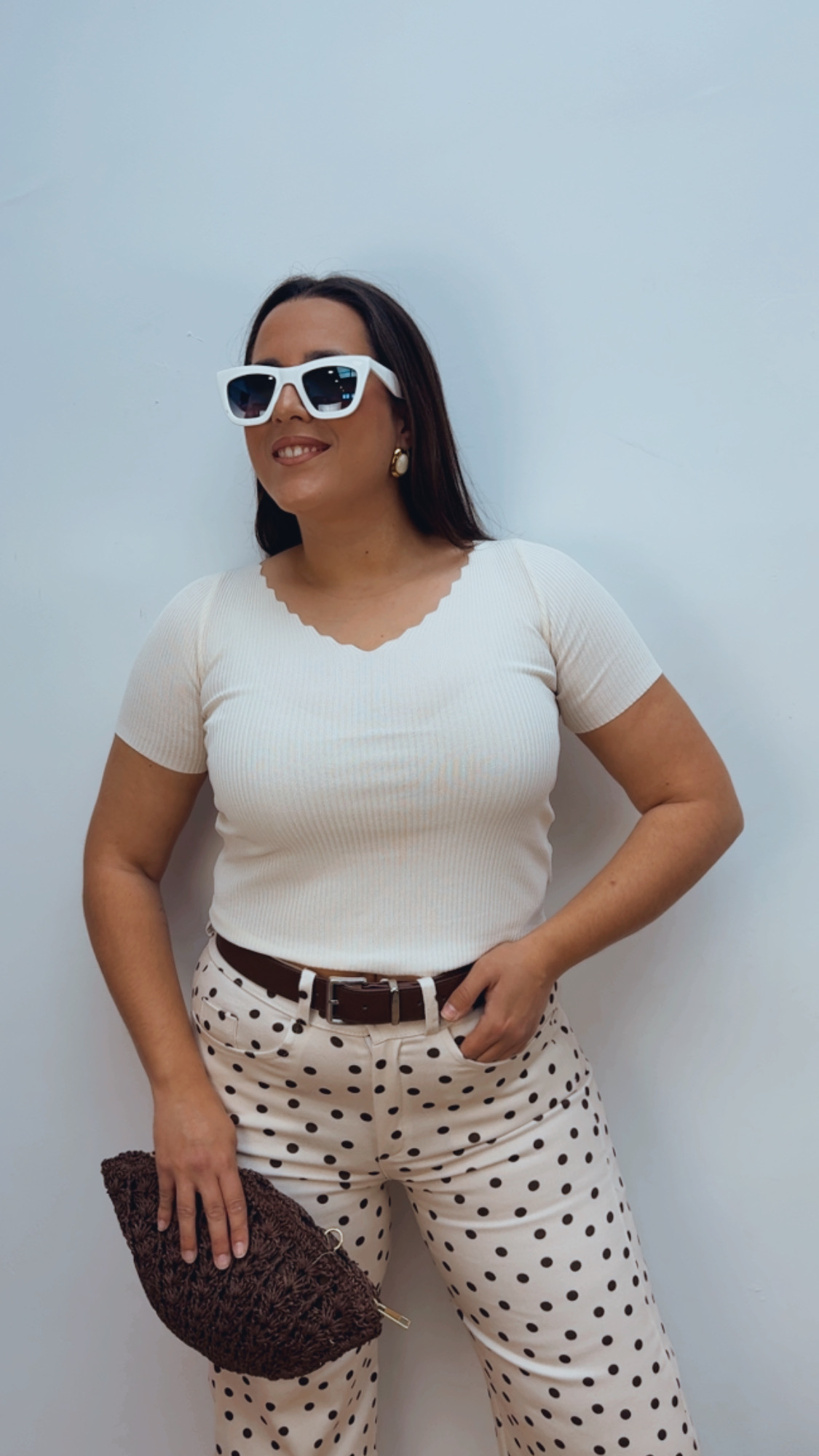 Pantalón Beige Lunares Chocolate