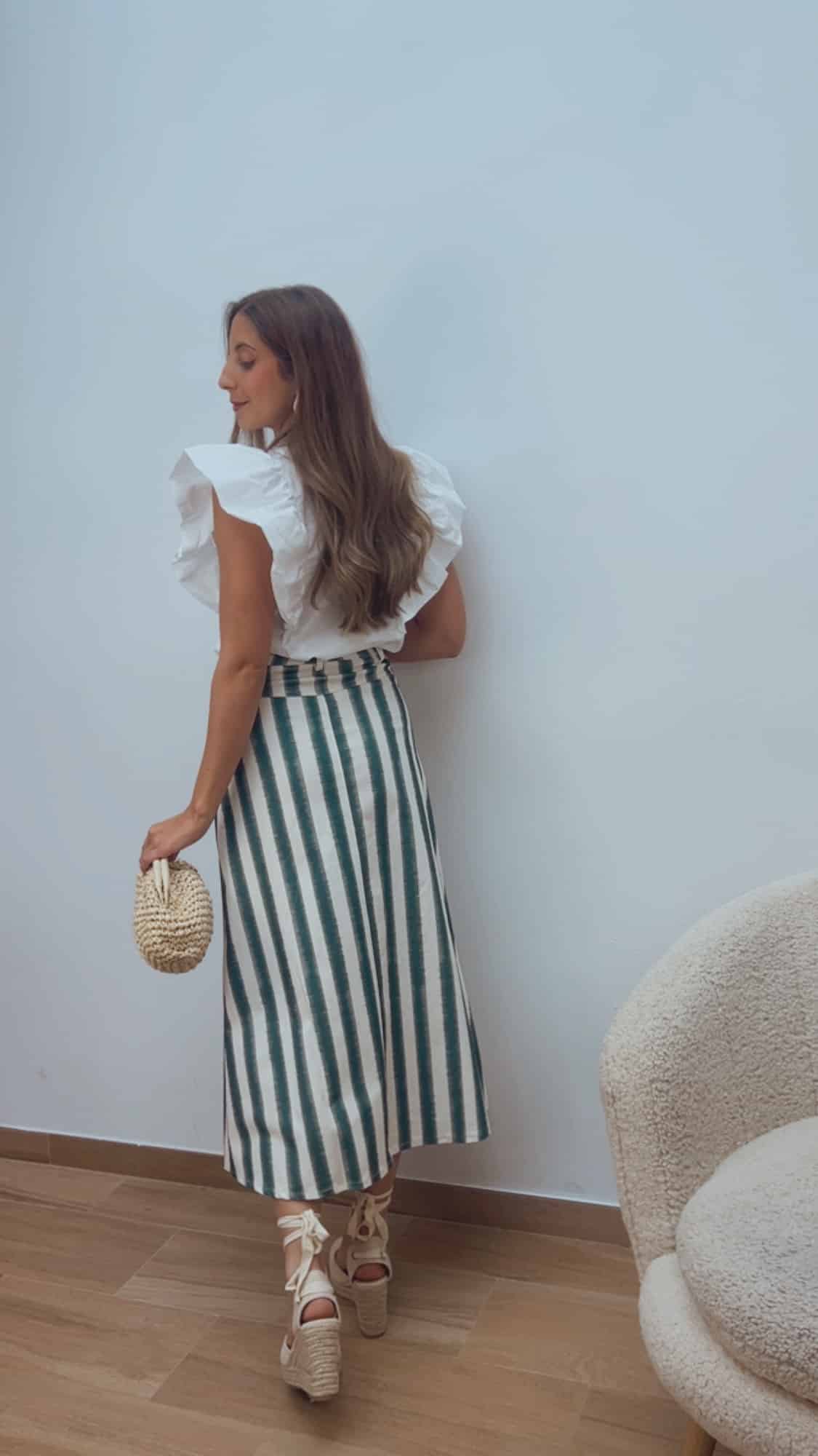 Falda Rayas Petróleo