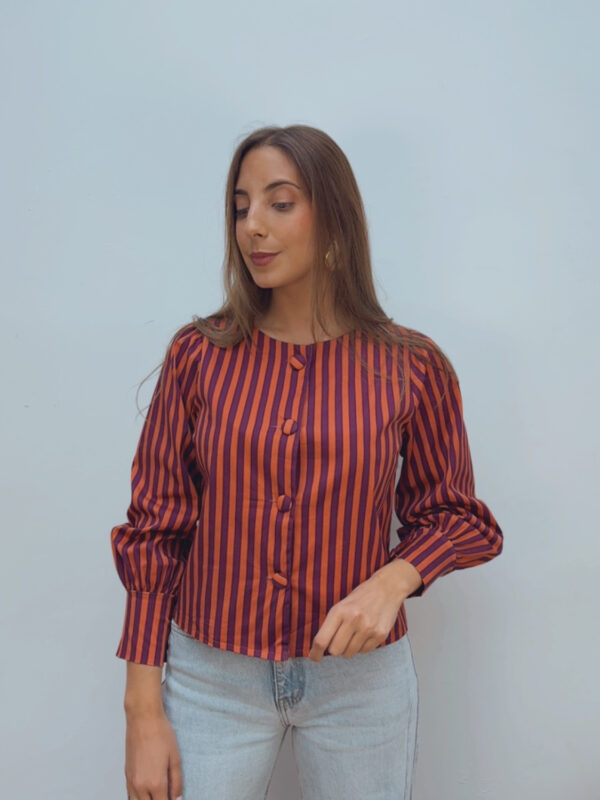 Chaqueta Rayas Teja y Burdeos Renata