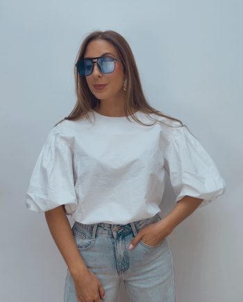 Blusa Blanca Abullonada