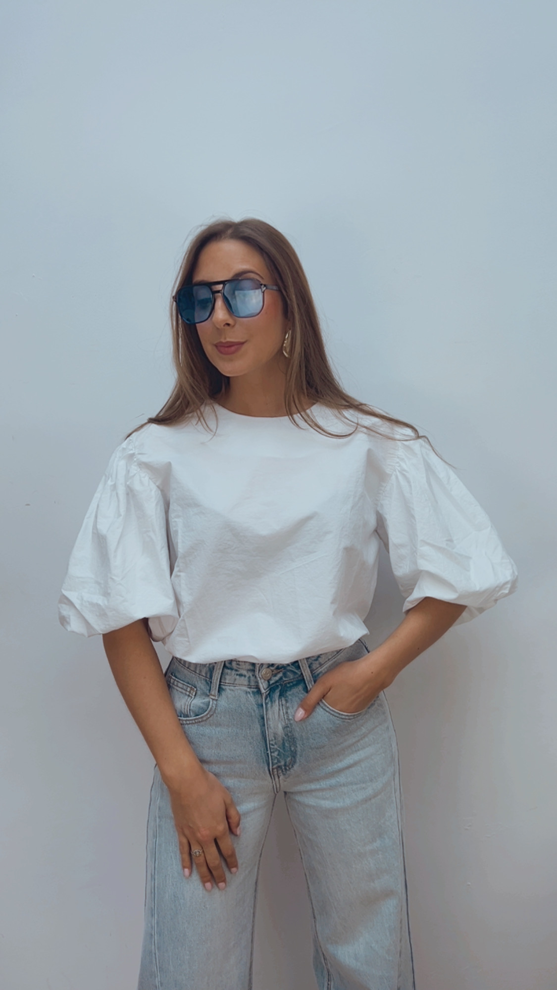 Blusa Blanca Abullonada