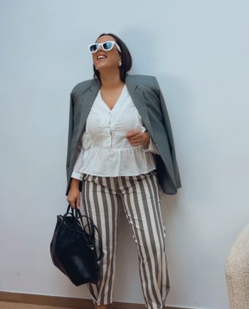 Pantalón Rayas Gris & Crudo